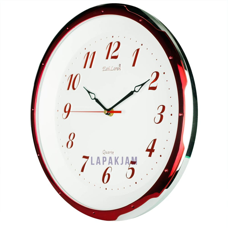 Jam Dinding Analog Polos Minimalis Estiloren Merah JDTICRS0DRE