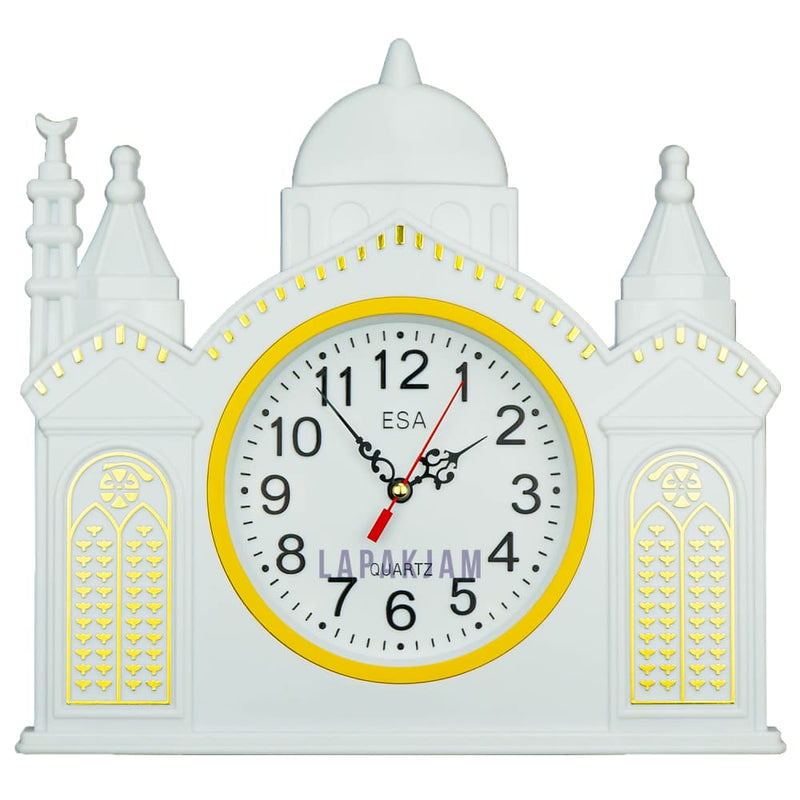 Jam Dinding Analog Kaligrafi Esa Putih Kuning JD018ESA348KUN
