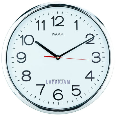Jam Dinding Analog Chrome Kantor Pagol Silver JD20WS41THSIL