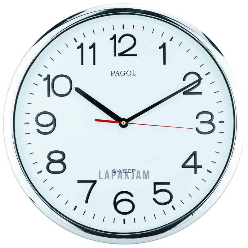 Jam Dinding Analog Chrome Kantor Pagol Silver JD20WS41THSIL