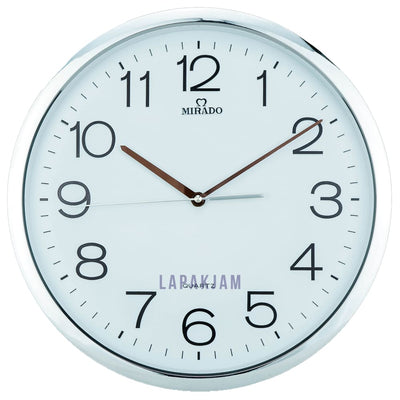 Jam Dinding Analog Polos Minimalis Mirado Silver Chrome JD95-818WI-SI0