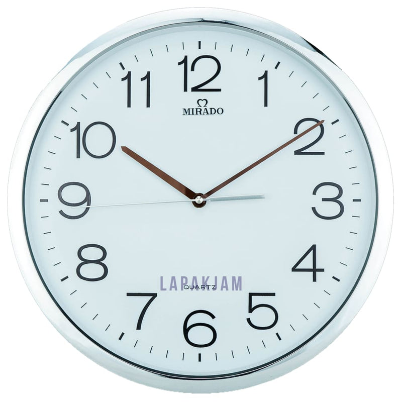 Jam Dinding Analog Polos Minimalis Mirado Silver Chrome JD95-818WI-SI0