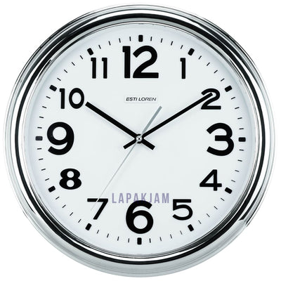 Jam Dinding Analog Chrome Kantor Estiloren Silver Chrome JD23T253DSIL