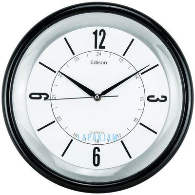 Jam Dinding Analog Polos Minimalis Edison Hitam JDEDEDW33R-B2H