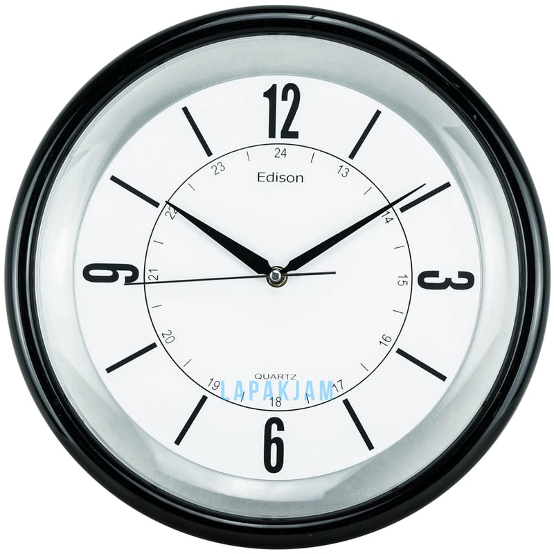 Jam Dinding Analog Polos Minimalis Edison Hitam JDEDEDW33R-B2H