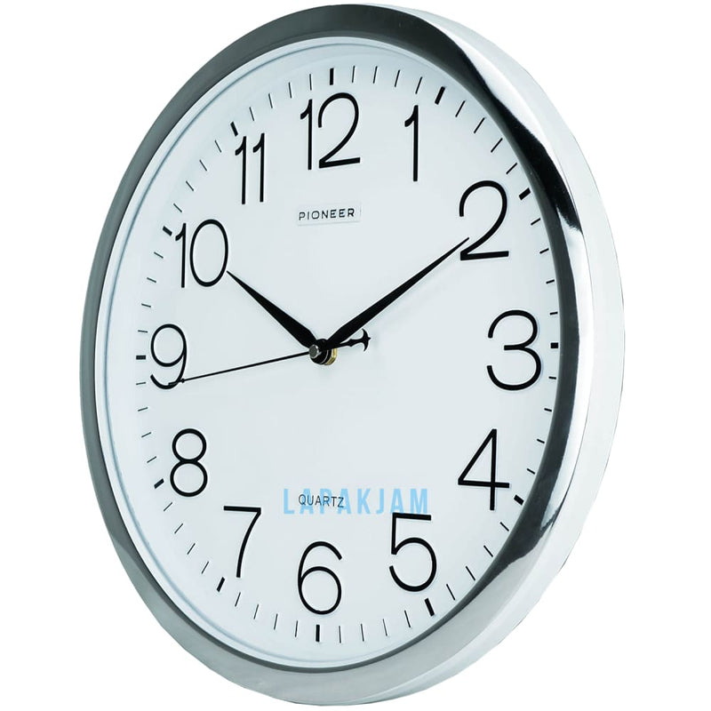 Jam Dinding Analog Polos Minimalis Pioneer Silver JD18209DWHI