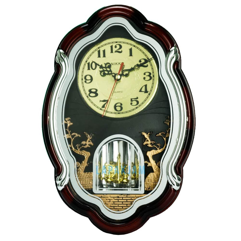 Jam Dinding Bell Permata/Feminim/Norak Nikko Maroon JDNIKKNK-137MAR