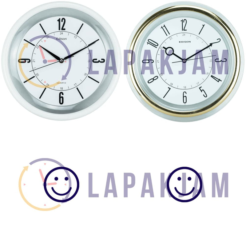 Jam Dinding Analog Polos Minimalis Edison Silver JDEDEDW318SIL