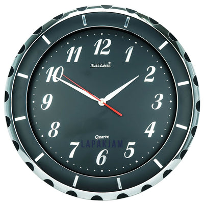 Jam Dinding Analog Polos Minimalis Estiloren Hitam JD48S237D-RBSI
