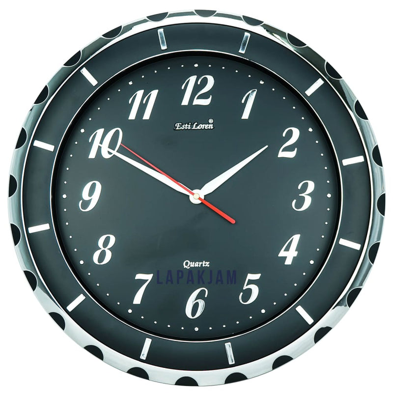 Jam Dinding Analog Polos Minimalis Estiloren Hitam JD48S237D-RBSI
