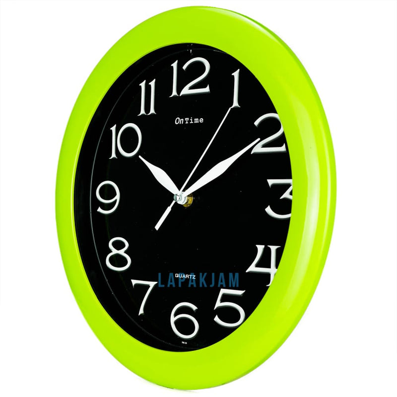 Jam Dinding Analog Polos Minimalis Ontime Hijau JDON76-14HIJ