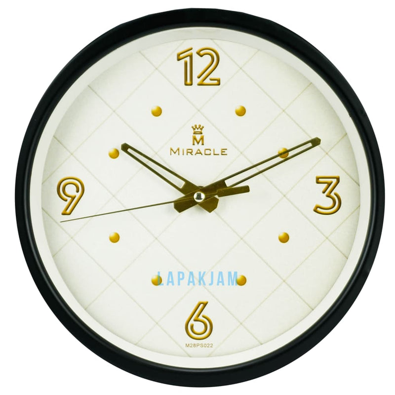 Jam Dinding Analog Polos Minimalis Miracle Hitam JDMIRAM28PS022HIT
