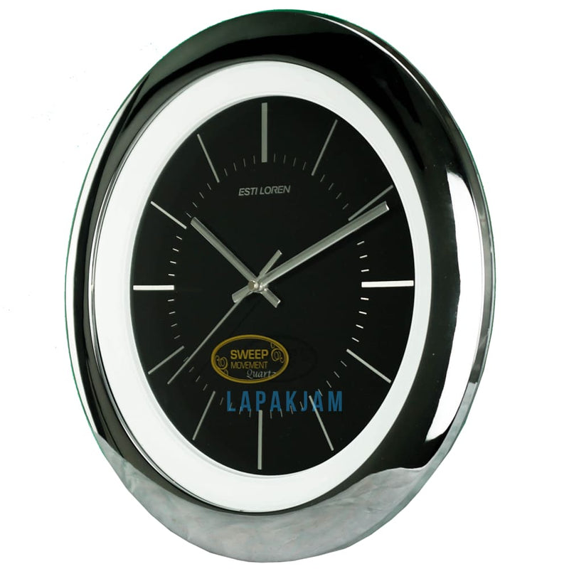 Jam Dinding Analog Polos Minimalis Estiloren Black JDESTICRS2156T1-1BLA