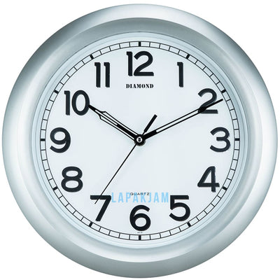 Jam Dinding Analog Polos Minimalis Diamond Abu JDDIM62318ABU