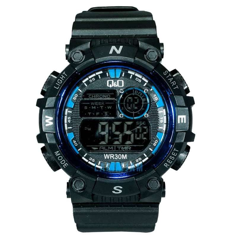 Jam Tangan Digital Sporty QnO Hitam Biru JAQNOD-04DHITBIR