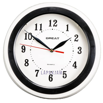 Jam Dinding Analog Polos Minimalis Great Hitam JDGR555HIT
