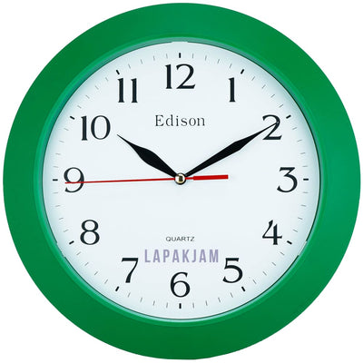 Jam Dinding Analog Polos Minimalis Edison Hijau JDEDEDW07HIJ