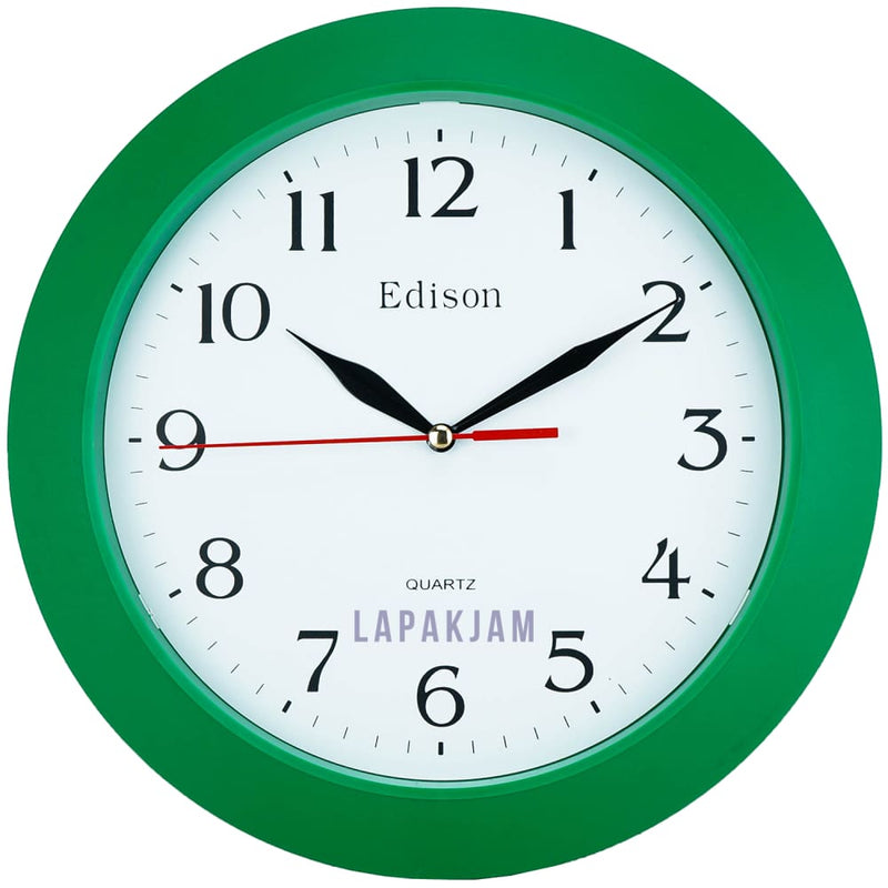 Jam Dinding Analog Polos Minimalis Edison Hijau JDEDEDW07HIJ