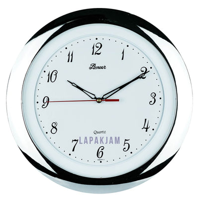 Jam Dinding Analog Polos Minimalis Pioneer Silver JDONCR1P11SL