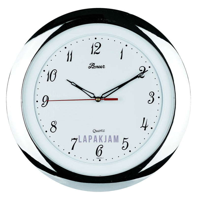 Jam Dinding Analog Polos Minimalis Pioneer Silver JDONCR1P11SL