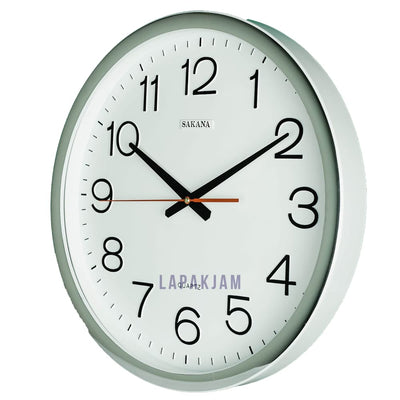 Jam Dinding Analog Polos Minimalis Sakana Silver Chrome JD60SAK1PT