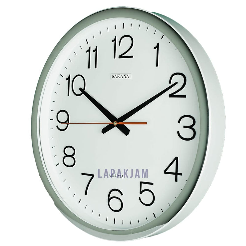 Jam Dinding Analog Polos Minimalis Sakana Silver Chrome JD60SAK1PT
