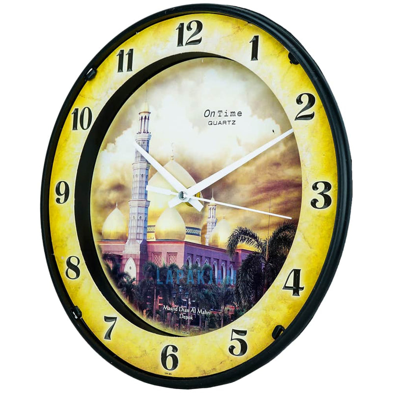 Jam Dinding Analog Nuansa Islami Ontime Kuning JDON23-M5