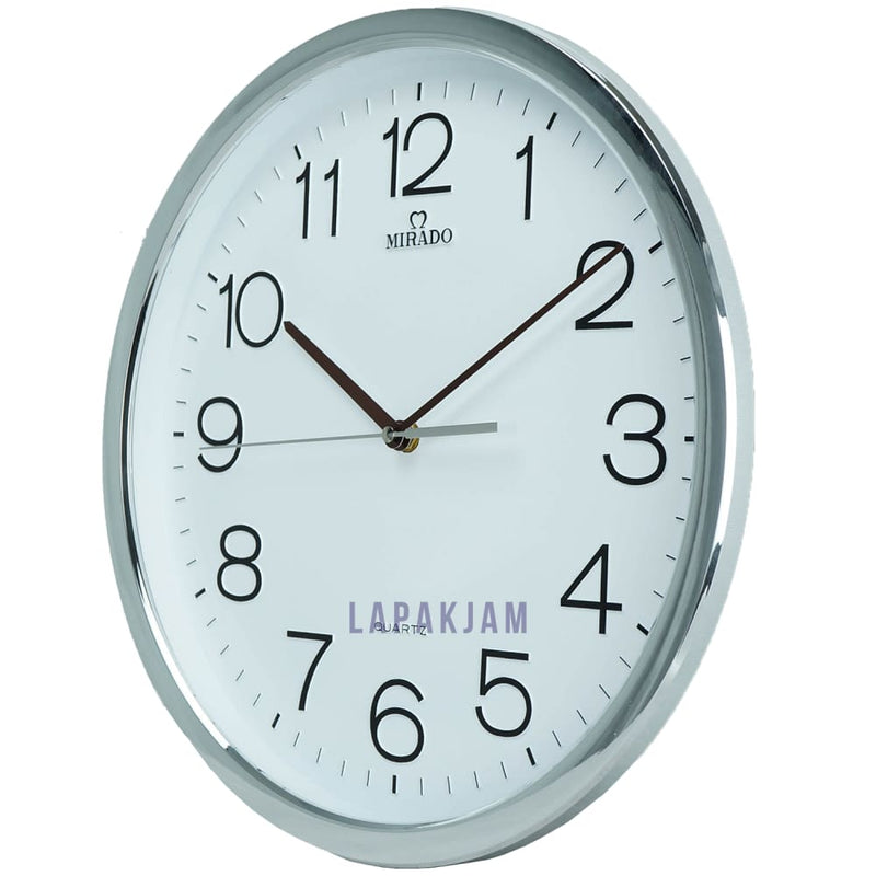 Jam Dinding Analog Polos Minimalis Mirado Silver Chrome JD95-818WI-SI0