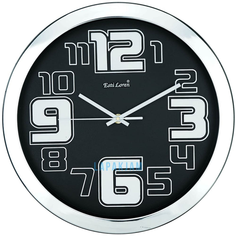 Jam Dinding Analog Polos Minimalis Estiloren Hitam JDTIHSS8DBL