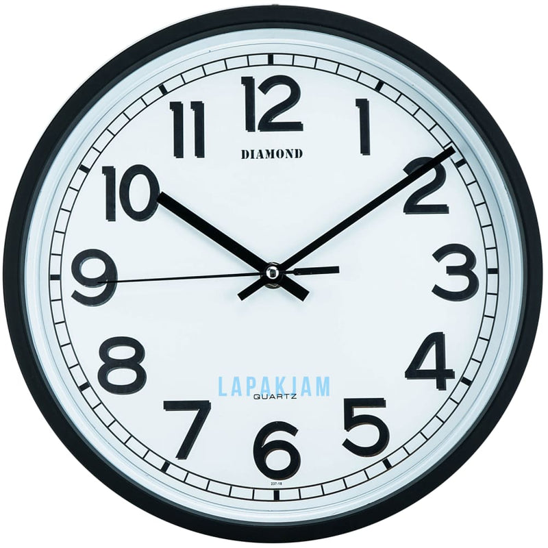 Jam Dinding Analog Polos Minimalis Diamond Hitam JDDIM212-18HIT