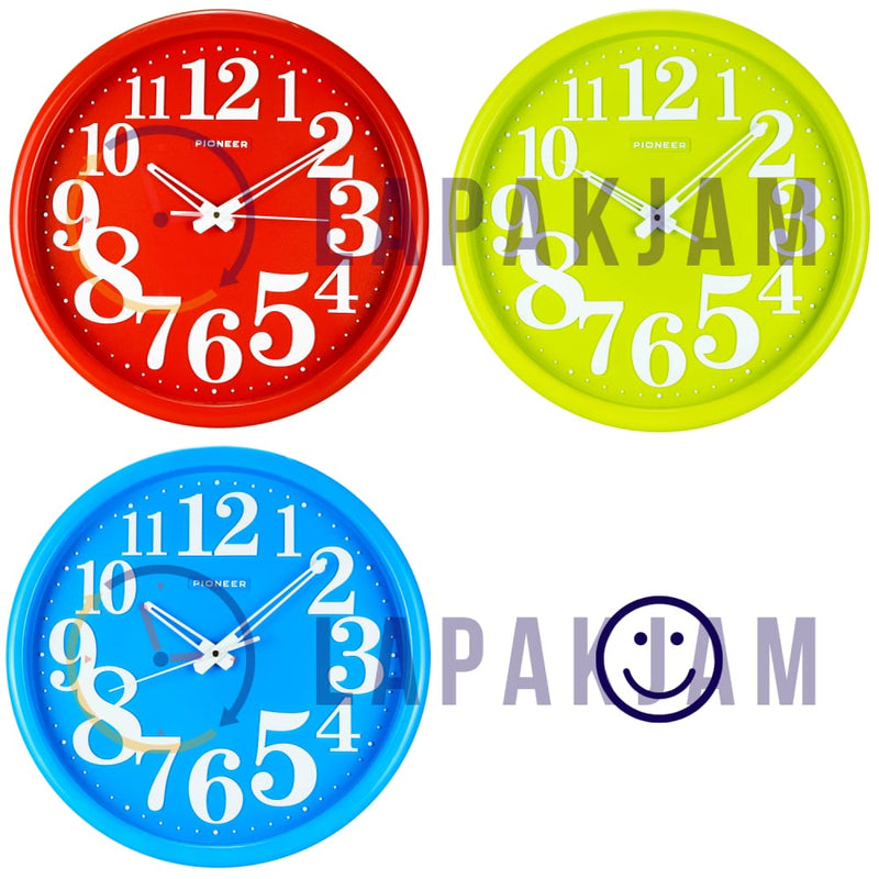 Jam Dinding Analog Polos Minimalis Pioneer Merah JD00PIO217DED