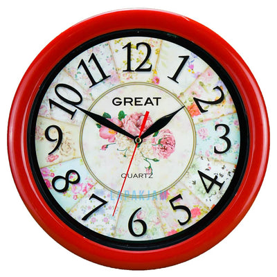 Jam Dinding Analog Bunga Great Merah JDGREA777G-7MER