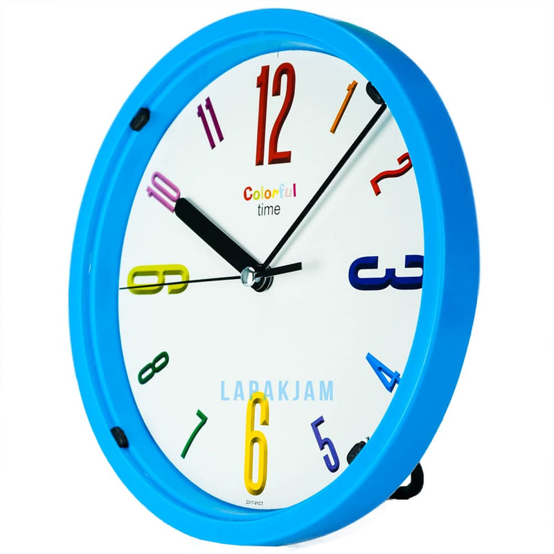 Jam Dinding Analog Polos Minimalis Ontime Biru Muda JDONTI1917-CT01LBLU
