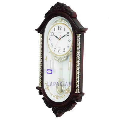 Jam Dinding Bell & Bandul Polos Minimalis Sakana Maroon Putih JDSA322MP