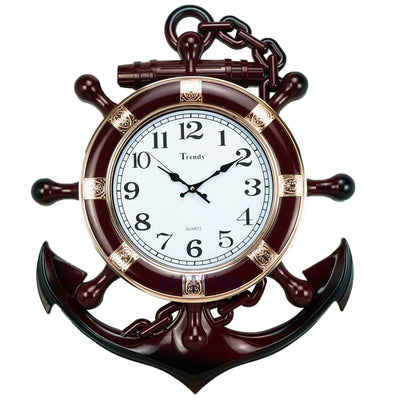Jam Dinding Analog Nuansa Nakhoda Jangkar Trendy Maroon JDTRT7595MAR
