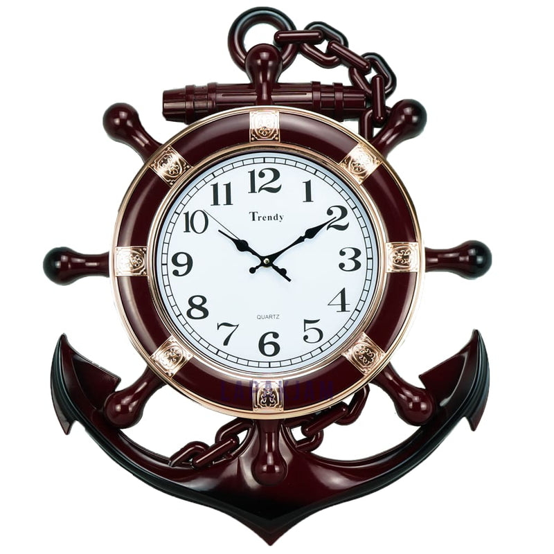 Jam Dinding Analog Nuansa Nakhoda Jangkar Trendy Maroon JDTRT7595MAR