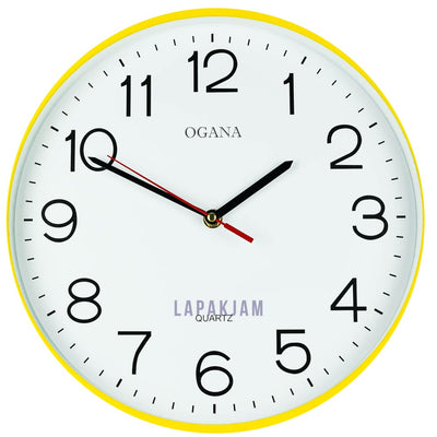 Jam Dinding Analog Polos Minimalis Ogana Kuning JDOG90-TKUN