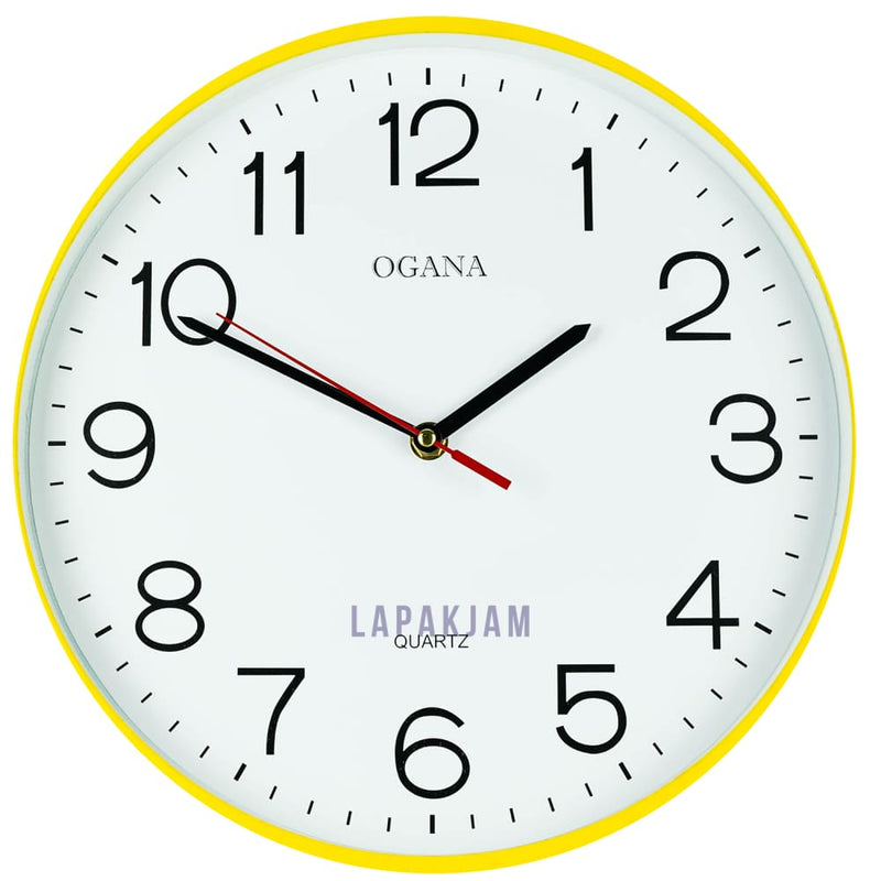 Jam Dinding Analog Polos Minimalis Ogana Kuning JDOG90-TKUN