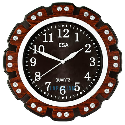 Jam Dinding Analog Permata/Feminim/Norak Esa Coklat JDESA774URKATU