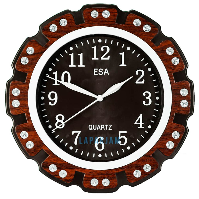Jam Dinding Analog Permata/Feminim/Norak Esa Coklat JDESA774URKATU