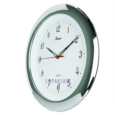 Jam Dinding Analog Polos Minimalis Pioneer Silver JDONCR1P11SL