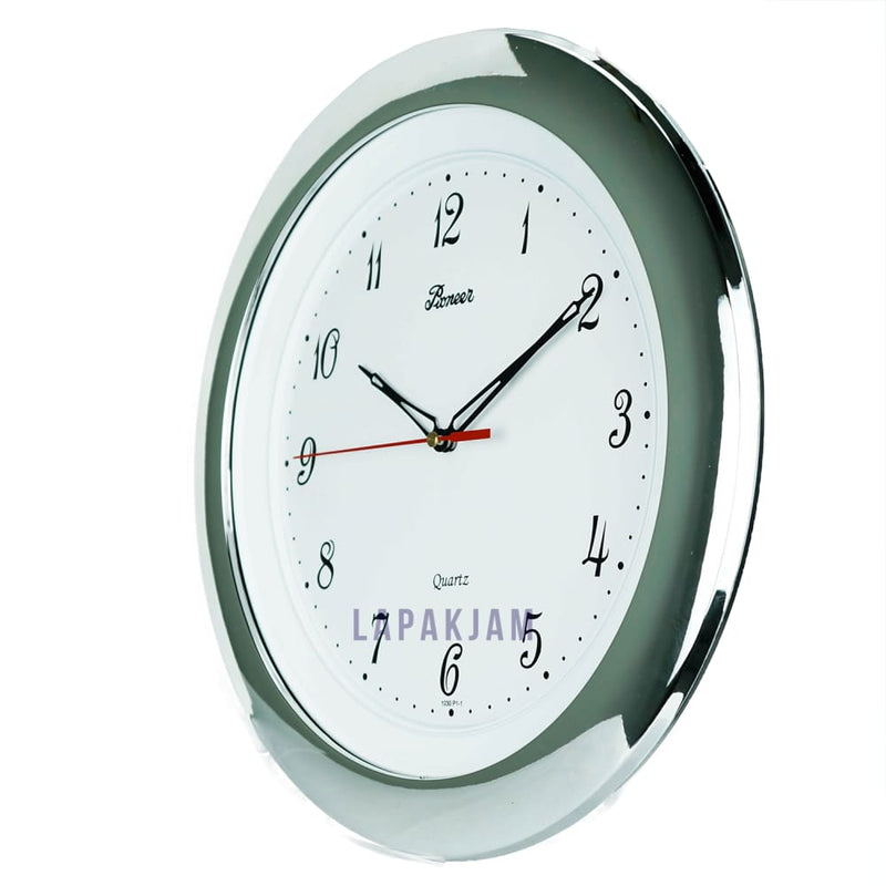 Jam Dinding Analog Polos Minimalis Pioneer Silver JDONCR1P11SL