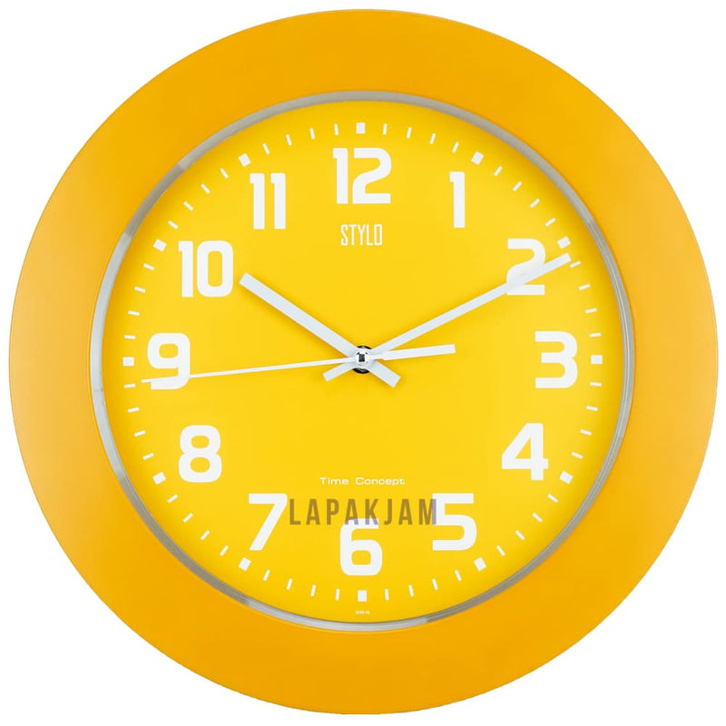 Jam Dinding Analog Polos Minimalis Stylo Kuning JDST3252KUN