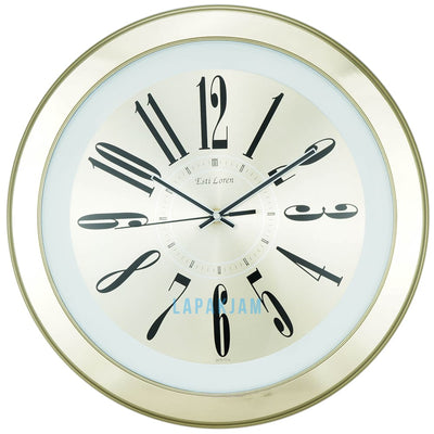 Jam Dinding Analog Polos Minimalis Estiloren Gold JD50S270T-2MGO