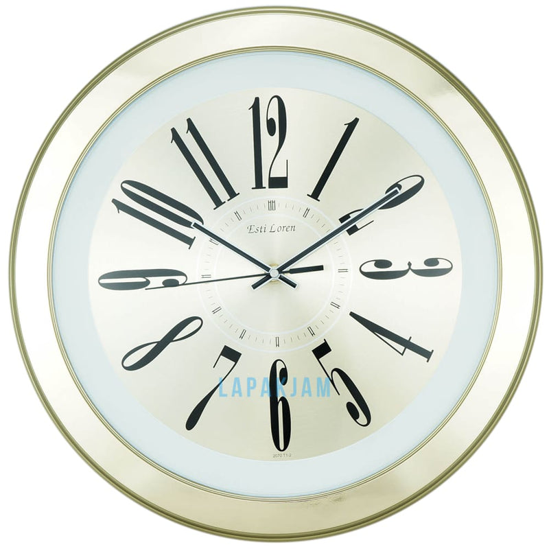 Jam Dinding Analog Polos Minimalis Estiloren Gold JD50S270T-2MGO