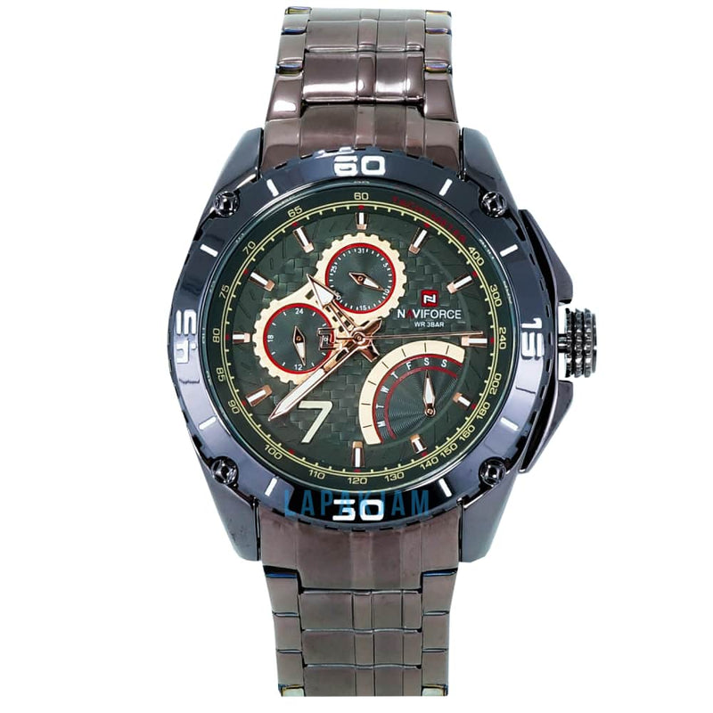 Jam Tangan Chronograph Pria Formal Silver Hitam Pria Naviforce 9183M chronograph Quartz Murah Stainless