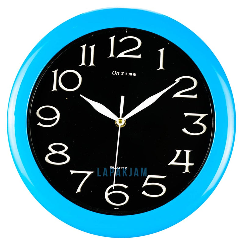 Jam Dinding Analog Polos Minimalis Ontime Biru Muda JDON76-14BIRMU