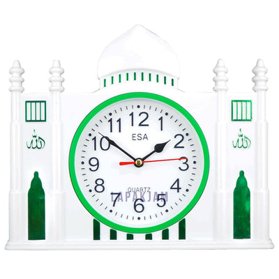 Jam Dinding Analog Kaligrafi Esa Putih Hijau JD018ESA348HIJ
