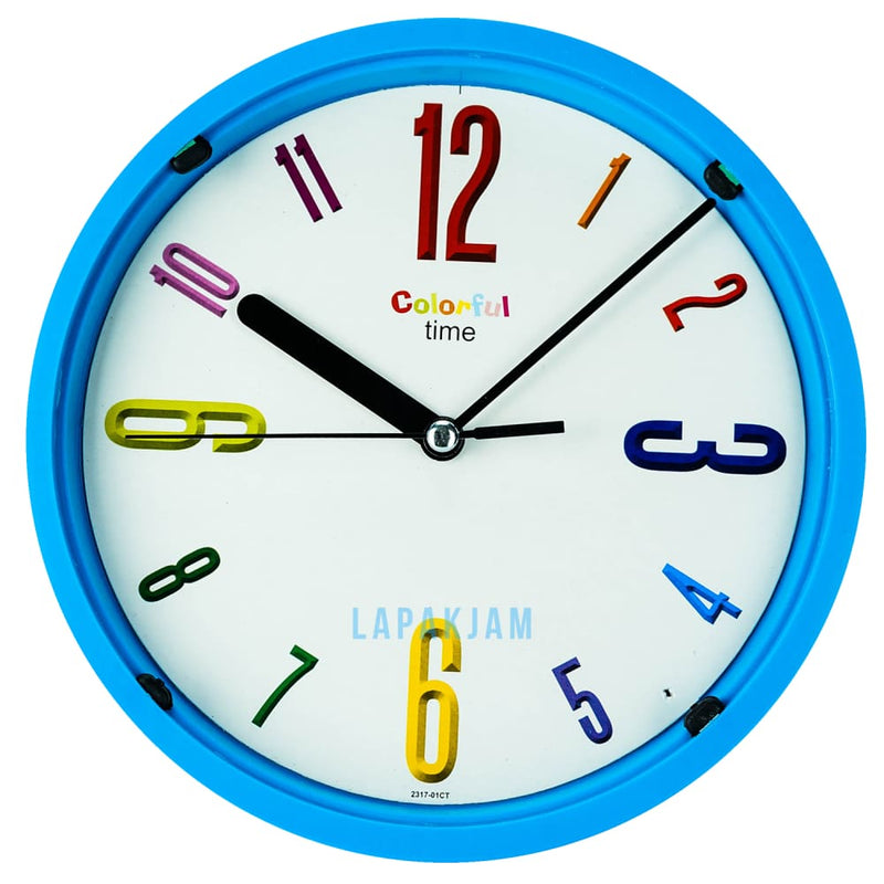Jam Dinding Analog Polos Minimalis Ontime Biru Muda JDONTI1917-CT01LBLU