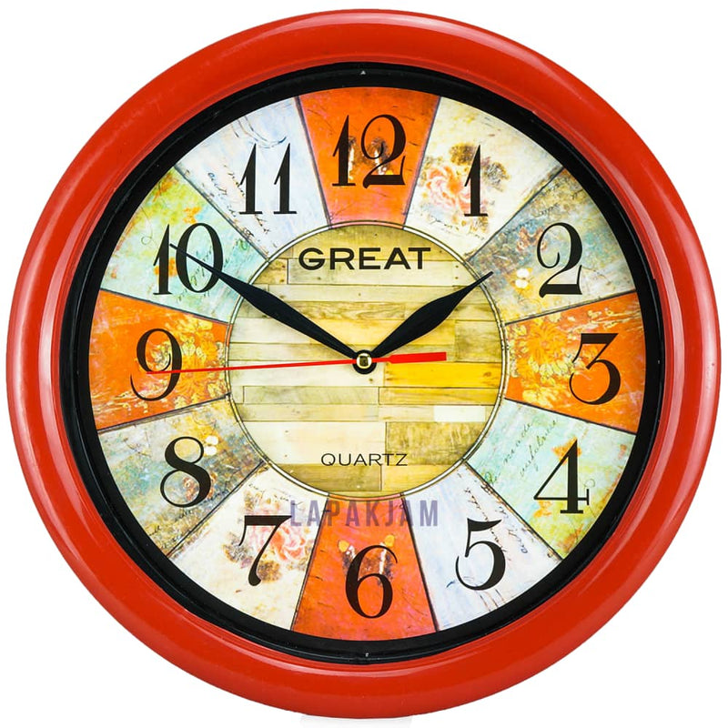Jam Dinding Analog Bunga Great Merah JD24GRE7-1MR